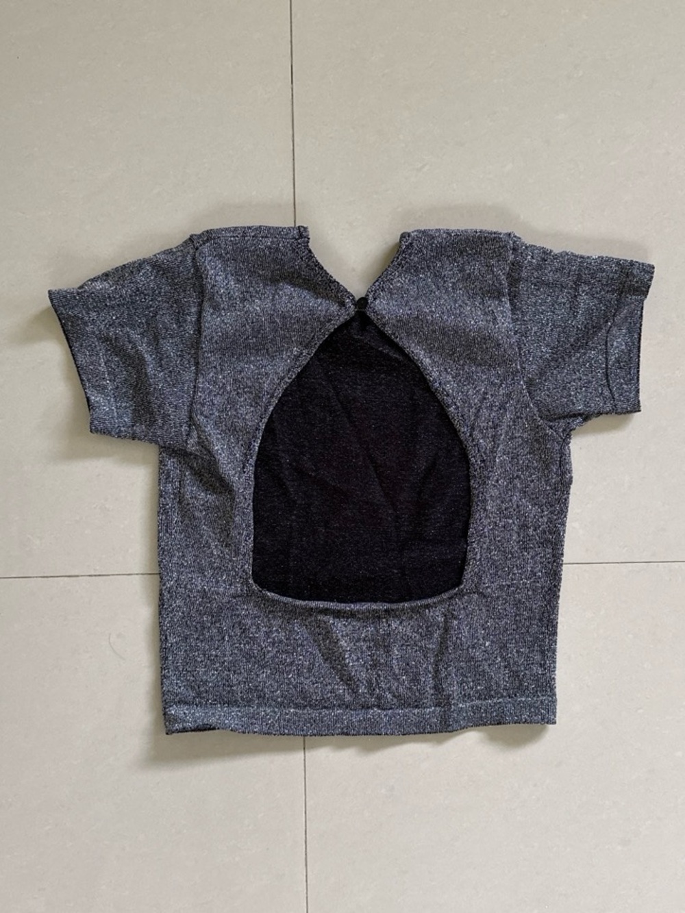 superdown Short Sleeve Metallic Silver Gray Open Back Tee